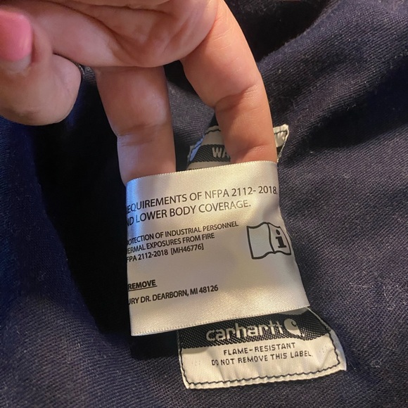 Carhartt FP Mens Flame Resistant Shirt Long Sleeve Button Up Size XL Navy - Picture 5 of 7